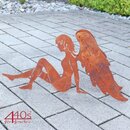 SAREMO Rost Engel sitzend, mit ausgebreiteten Flügeln, H...