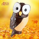 Tangoo Keramik-Vogel Eule dunkelbraun mit schwarz-weien...