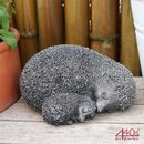 Kretakotta Igel Mama mit Baby Antiksteinguss | KK-1246G