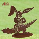 Ferrum Art Design Rostfigur Hase mit Karotte auf Platte,...