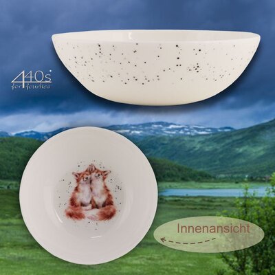 Wrendale Designs Porzellan Müsli Schale Fuchs Glück flach...
