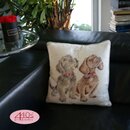 Wrendale Designs Baumwoll-Leinen Kissen Hunde Welpen ca....